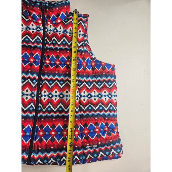 Lands End NWT Down Puffer Vest Chevron Fairisle 2x - Picture 4 of 7